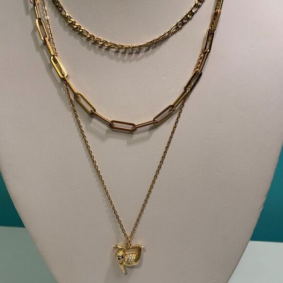 New, no tags, gold chain necklace, 20 inches, tiny sloth charm with bling - Picture 7 of 16